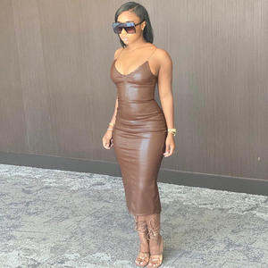 Vino nero Beige <span class=keywords><strong>marrone</strong></span> <span class=keywords><strong>abito</strong></span> da donna Sexy spalline sottili con scollo a V senza schienale Midi Bodyocn Party Club <span class=keywords><strong>abito</strong></span> lungo 2026 nuovo - Product Image 6