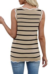 2026 New Arrival Women's Quick Dry Breathable Casual <b>Striped</b> Pattern Custom Sleeveless <b>Vest</b> Tank <b>Top</b> Multiple Colors & Styles - Product Image 4