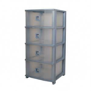 Pratika Plus Cajonera de Almacenamiento PP 375x370x800mm Gris para Sala de Estar, Mueble Organizador Moldeado por Inyección - Product Image 3