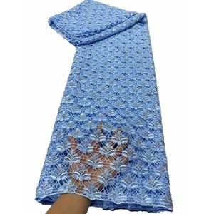Tela de encaje <span class=keywords><strong>bordado</strong></span> de cordón de <span class=keywords><strong>guipur</strong></span> azul cielo de alta calidad <span class=keywords><strong>con</strong></span> <span class=keywords><strong>piedras</strong></span> para vestidos de novia de Senegal - Product Image 1