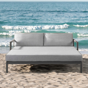 Kursi Santai Aluminium Tepi Kolam Renang, Furnitur Patio Hotel, Kursi Pantai Luar Ruangan Modern, Tahan Segala Cuaca, Tahan Air, Nyaman, Model Double - Product Image 4