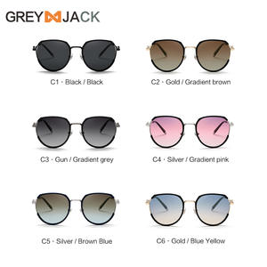 Lunettes de soleil polygonales tendance pour femmes, monture en métal argentée, verres roses, protection UV400, type polarisé, 3 pare-soleil - Product Image 5