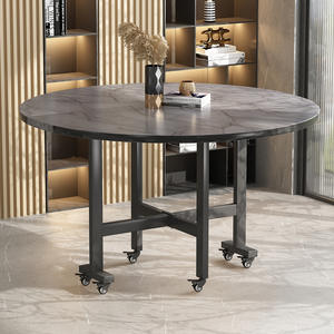 <span class=keywords><strong>Table</strong></span> <span class=keywords><strong>ronde</strong></span> <span class=keywords><strong>pliante</strong></span> <span class=keywords><strong>Table</strong></span> de salle à manger domestique en marbre avec platine vinyle lumineuse <span class=keywords><strong>Table</strong></span> <span class=keywords><strong>pliante</strong></span> simple de luxe - Product Image 2