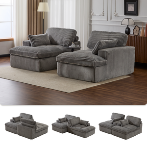 Sofá Seccional Modular de Piel Sintética de Lujo, Sofá Convertible de Combinación Libre con Otomana y Cojines con Resortes Ensacados para el Hogar - Product Image 5