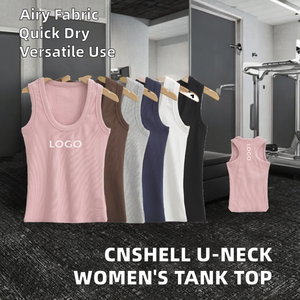 Camiseta sin Mangas de Canalé Micro Personalizada CNSHELL para Mujer, Algodón de Alta Calidad, Cuello Cuadrado, Transpirable, Ecológica, para Entrenamiento - Product Image 3