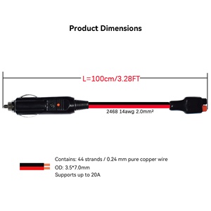 Kabel Ekstensi Daya Langsung dari Pabrik 1m dengan Colokan Pemantik Rokok Mobil ke Colokan 30A untuk Stasiun Daya Portabel Panel Surya PV - Product Image 2