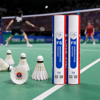 Volants de badminton LINGMEI F8 en plumes d'oie, tête en liège sandwich 2 couches, écologiques, niveau tournoi pour entraînement professionnel