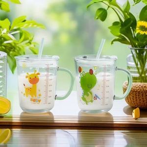 <b>Childrens</b> Breakfast <b>Cup</b> Glass Measuring <b>Cup</b> With Handle Heat Resistant For Home Use - Product Image 2