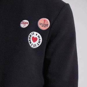 Camicia da uomo a manica lunga in cotone <span class=keywords><strong>termica</strong></span> a <span class=keywords><strong>maglia</strong></span> con motivo distintivo nero colorato con toppe stampate - Product Image 3