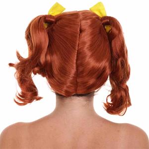 Pelucas <span class=keywords><strong>de</strong></span> <span class=keywords><strong>cabello</strong></span> <span class=keywords><strong>humano</strong></span> hasta los hombros para mujer, peluca <span class=keywords><strong>de</strong></span> fiesta <span class=keywords><strong>de</strong></span> Halloween, <span class=keywords><strong>coletas</strong></span> <span class=keywords><strong>de</strong></span> cabeza roja con cintas amarillas, peluca - Product Image 4