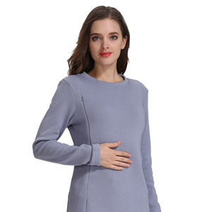 Vêtements de maternité personnalisés de haute qualité, couleur unie, tricot épais en polyester/coton, sweat à capuche d'hiver, pull à fermeture éclair pour l'<span class=keywords><strong>allaitement</strong></span> - Product Image 4