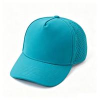 Casquette de baseball unisexe ajustable en polyester/coton perforé laser bleu paon, respirante et à séchage rapide, pour activités de plein air et voyages