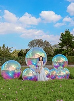 Boule miroir gonflable en PVC, sphères géantes, décoration de Noël, imperméable, multicolore, logo personnalisé, grand ballon brillant iridescent