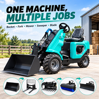 Mini-chargeuse sur pneus Euro5 à moteur essence avec broyeur de bûches, système entièrement hydraulique, pour travaux d'aménagement paysager