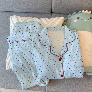Prim duygu pijama bahar ve yaz buruşuk kumaş uzun kollu ve uzun pantolon tatlı ev giyim dışında takılabilir - Product Image 2