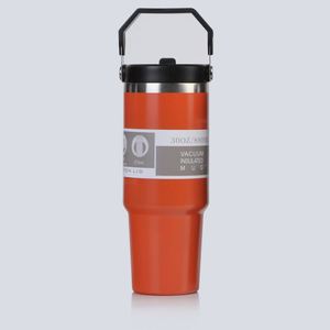 Gobelet de voyage pour voiture avec poignée, 20oz 30oz, tasse isotherme à double paroi avec couvercle et paille, antidérapant pour les trajets quotidiens - Product Image 1
