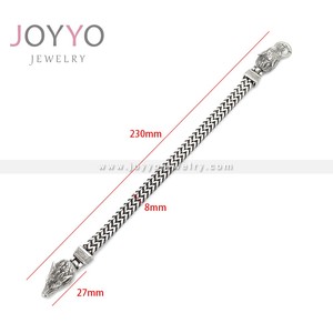 Viking Double tête de loup lien chaîne cubaine foncé pas brillant ancien Vintage argent hommes Bracelet en acier 316L <span class=keywords><strong>bijoux</strong></span> mode - Product Image 6