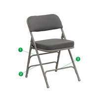 Chaise pliante portable en métal pour jardin extérieur, pliable, incurvée de qualité supérieure, en tissu gris à triple contreventement