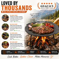 Plaque de cuisson en fonte pour l'extérieur avec pieds pliables, poêle à griller portable pour le camping, pour les grillades, les crêpes et la cuisine en plein air