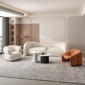 Good Quality Modern <strong>Curved</strong> Sofa Cream White Couches Fabric I Shape Office LIANGTE Sofa Set Furniture - Product Image 4