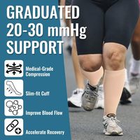 Manchon de compression respirant pour mollet large, 20-30 mmHg, avec logo personnalisé OEM, pour voyage et sport, support de jambe facile à enfiler