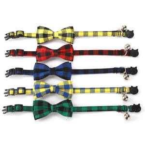 Tanpopo ajustable seguro hebilla gatito collares Plaid Bowtie mascota gato cuello corbata ajustable Breakaway Bell accesorios de Navidad - Product Image 1