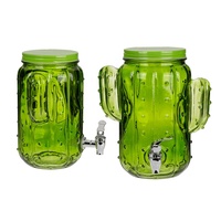 Distributeur de boissons en verre en forme de cactus avec couvercle en fer, pot de stockage durable pour la cuisine, logo personnalisé, capacité de 16 oz, design unique