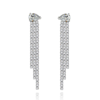 Boucles d'oreilles pendantes classiques tendance avec longs pompons, en argent sterling 925 plaqué rhodium et pierres CZ, pour femme, idéales pour mariage et anniversaire