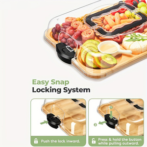 1 bandeja <span class=keywords><strong>de</strong></span> queso <span class=keywords><strong>de</strong></span> bambú con cubierta acrílica y cierre <span class=keywords><strong>de</strong></span> seguridad - Vajilla <span class=keywords><strong>de</strong></span> madera portátil y ecológica - Product Image 3