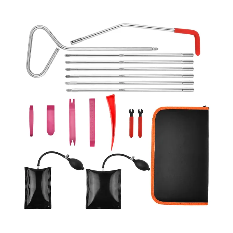 Amazon hot selling professional 18pcs car opener tool kit Pick Lock Set Car Lockout Kit With Long Reach Grabber Air Wedge