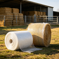 Filet d'emballage pour balles en PEHD vierge, stabilisé aux UV, tricoté, moulé et découpé, pour balles rondes d'ensilage, de foin et de paille