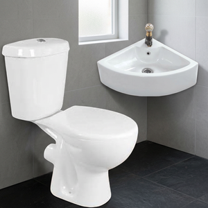 Ensemble de sanitaires de salle de bain en céramique, comprenant une toilette deux pièces et un lavabo mural, fourni par l'usine - Product Image 2