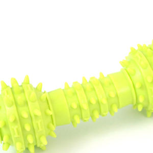 Juguete masticable para mascotas con forma de barra de pesas con anillo de hueso y columna vertebral, hecho de caucho no tóxico de alta calidad, 14*5.5cm - Product Image 5