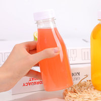 Bouteilles en plastique jetables PET de 280 ml, 350 ml, 450 ml avec bouchon et brosse pour thé au lait, jus, aliments en conserve et aliments pour animaux de compagnie