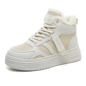 Botas de invierno 2026 de media pantorrilla con borlas, de felpa, impermeables, con cordones, suela gruesa, cálidas, deportivas casuales, parte superior de PU con patchwork. - Product Image 4