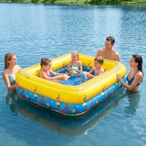 Grande piscine familiale gonflable à thème océan, 2 niveaux, chambres d'air indépendantes, bateau-piscine à imprimé marin bicolore, faible coût - Product Image 6