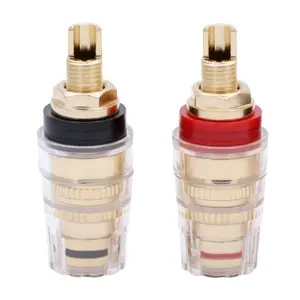 Brass Gold Plated Binding Post HIFI Terminals Connector Banana Plug for Speaker Amplifier Red&Black