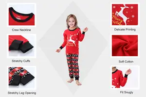 Kualitas Tinggi Halus Pencetakan Melar Manset Sesuai Kustom Keluarga Natal Piyama Pakaian Tidur Orangtua-anak