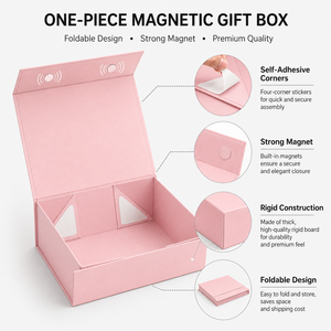 Caja de Regalo Magnética Plegable de Lujo Rosa con Logotipo Personalizado, Caja de Cartón con Cierre Magnético para Zapatos, Ropa y Prendas de Vestir - Product Image 2