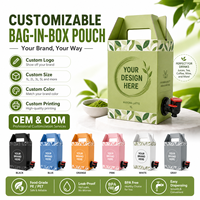 Distributeur de sacs aseptiques transparents biodégradables en CPP thermoscellables verticaux personnalisés de 5L, 10L, 20L pour bière, whisky, eau, huile, sirop, jus