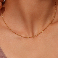 Nouvelle collection : Ensemble collier ras-du-cou et bracelet en acier inoxydable plaqué or, motif vague d'eau