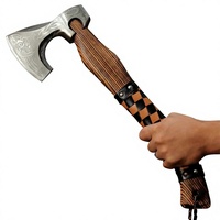 Hache Tomahawk artisanale personnalisée à faire soi-même, manche en bois de rose, fourreau à carreaux, lame en acier inoxydable, utilisation en plein air, garantie de 2 ans