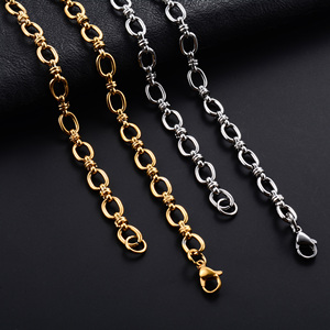 Collier chaîne ovale large en acier inoxydable fait main de 6,5 mm pour femmes et hommes, style punk hip-hop, choker épais couleur or, bijoux en métal - Product Image 1