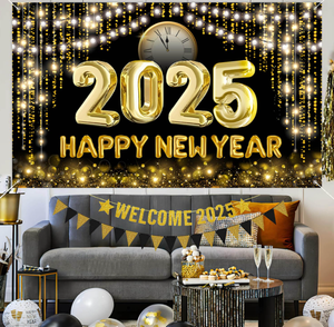 Bonne année bannières affiche drapeaux feuille tourbillons éruptions <span class=keywords><strong>lunettes</strong></span> cône chapeaux bruit fabricant Photo accessoires pour nouvel an 2026 fête décor - Product Image 3