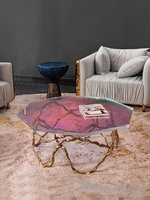 Moderner Luxus-Couchtisch aus Acryl und Edelstahl für Villa-Wohnzimmer Kreatives Design-Kunst-Couchtisch