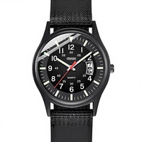 Montre sportive de style militaire Dsimple pour homme, quartz lumineux, cadran 41 mm, bracelet en nylon, fonction calendrier, idéale pour les étudiants