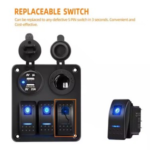 WLETO Interrupteur à bascule 1 voie éclairé par LED, étanche IP56, 20A 24V, panneau de commande 4 broches pour voiture et marine - Product Image 2