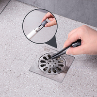 FF5584 Outil de nettoyage de vitres 2-en-1, raclette pour miroirs et verres de salle de bain, raclette à long manche pour drain et évier