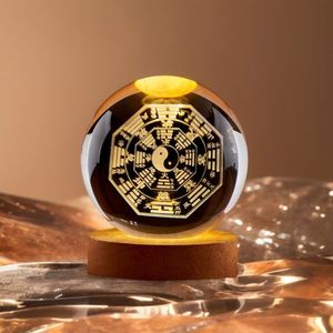 Luminous Tai Chi Bagua Crystal Ball Night <b>Light</b> Ornament for Home Office Desktop Decoration Carving Internal Design Gift Idea - Product Image 1