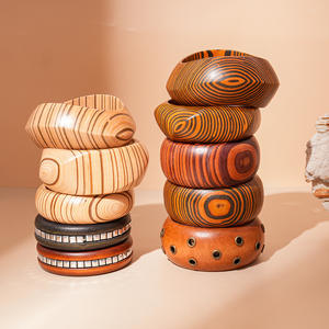 Kaimei 2025 Fashion Jewelry Wooden Rivet Geometric Pattern Bracelet <strong>Wristband</strong> Punk Pattern Wood Vintage Wooden Bracelets <strong>Bangles</strong> - Product Image 2